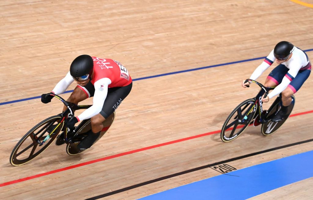 (FILE) Trinidad and Tobago's Nicholas Paul (left) won gold, on Saturday, at the 2021 UCI Track Cycling Nations Cup, in Cali, Colombia, with a victory in the men’s keirin final. -