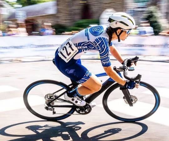 Trinidad and Tobago pro cyclist Alexi Costa competes at a recent road race for her US-based team CWA Racing. - Courtesy Alexi Costa