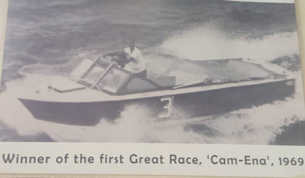 Winner of the first Great Race 'Cam-Ena', in 1969 - (Image obtained at newsday.co.tt)