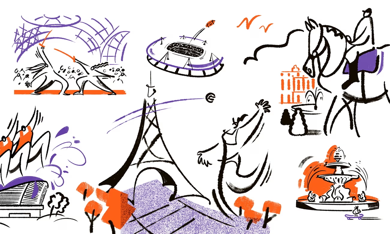Paris will be showcasing some of its finest landmarks during the forthcoming Games. Illustration: Sandra Navarro (Image obtained at theguardian.com)
