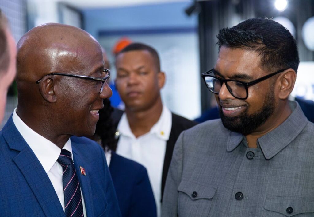 Prime minister Dr Keith Rowley and Guyana president Dr Irfaan Ali during a tour of expo at the Guyana 2024 Energy Conference and Supply Chain Expo. - File photo courtesy OPM (Image obtained at newsday.co.tt)